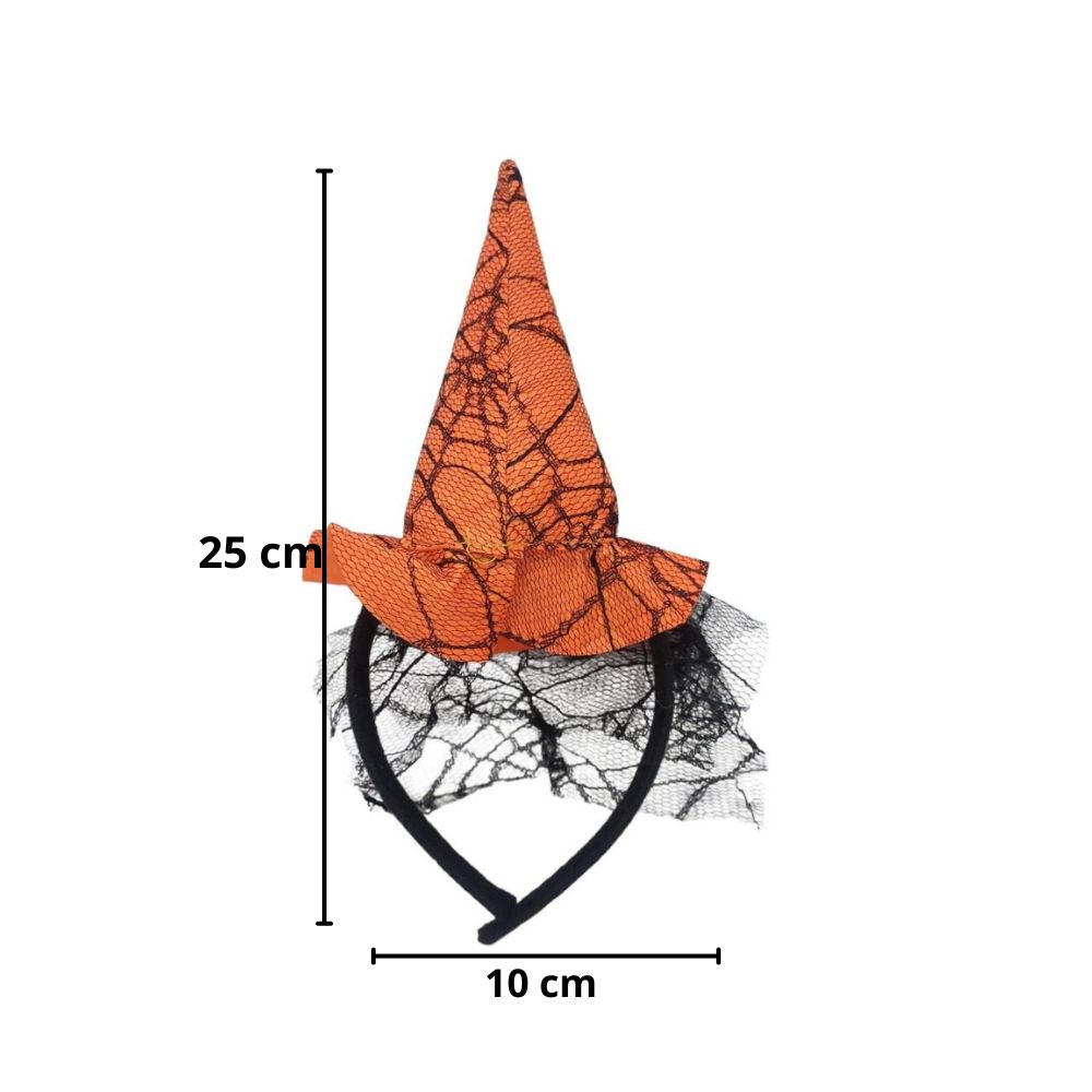 TIARA CHAPEU BRUXA LARANJA